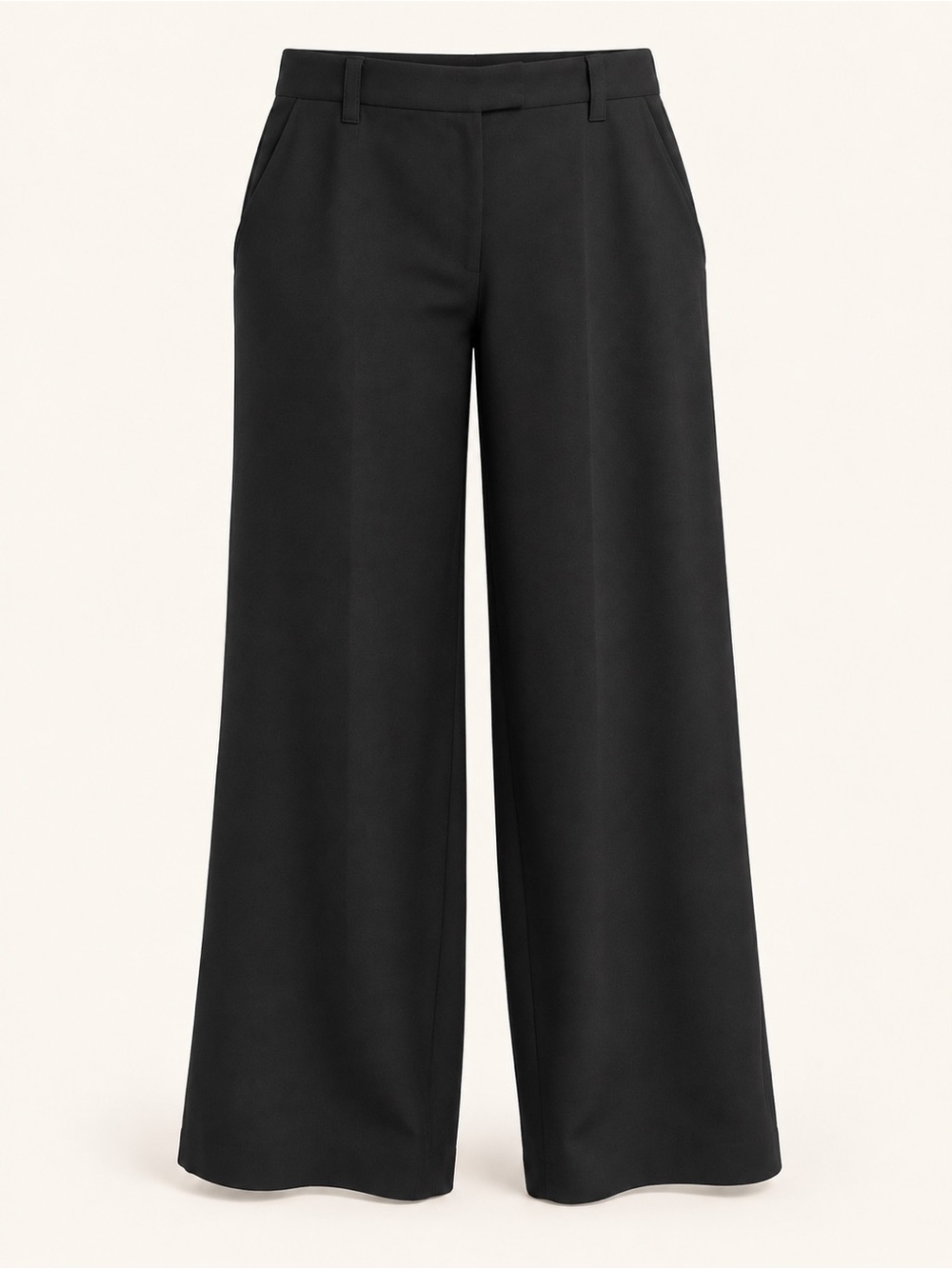 Scoop Ultimate Crepe Wide Leg Trousers Black High Rise Size 16